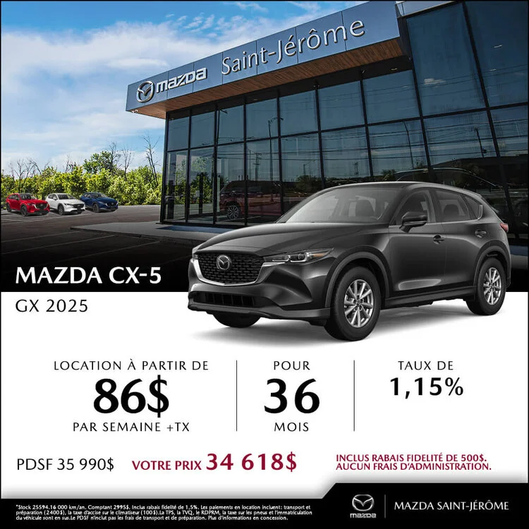 0e61afd0b9d77a9bb36bcaf35a31280f mazda st jerome promo octobre MAZDA CX 5 GX 2025 25594 FR 1 750x750